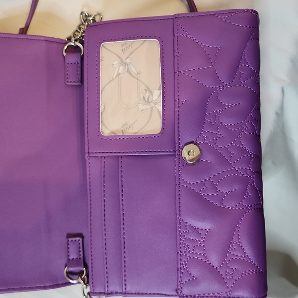Betsey Johnson Purple Quilted Bow Crossbody Bag - Picture 4 of 8